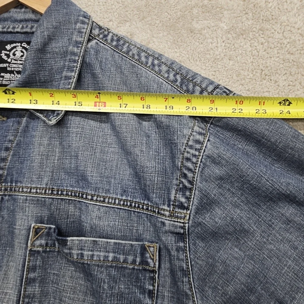 Vintage Denim Trucker Jacket Mens L Faded Monte Carlo Polo Jockey Club Heavy Y2K